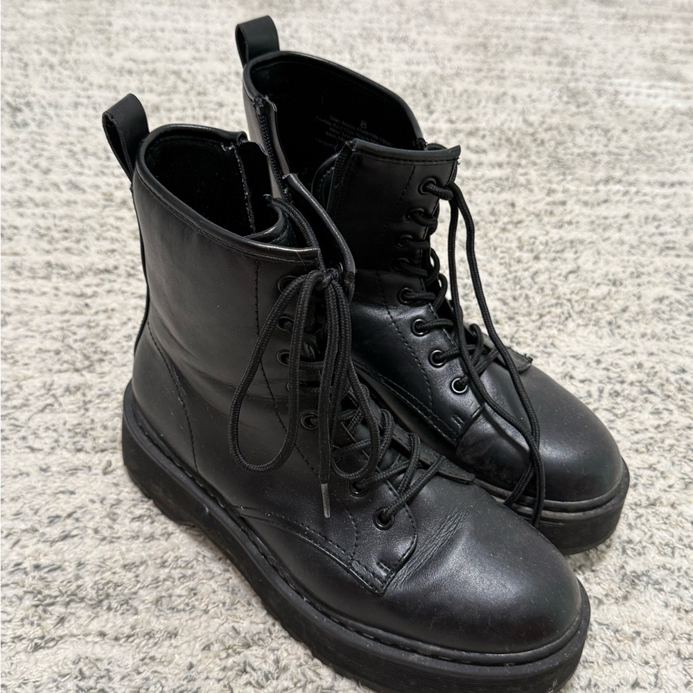 Black Lace-Up Combat Boots